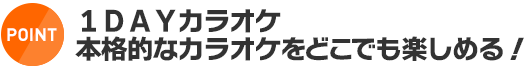 point:１ＤＡＹカラオケ!本格的なカラオケをどこでも楽しめる！